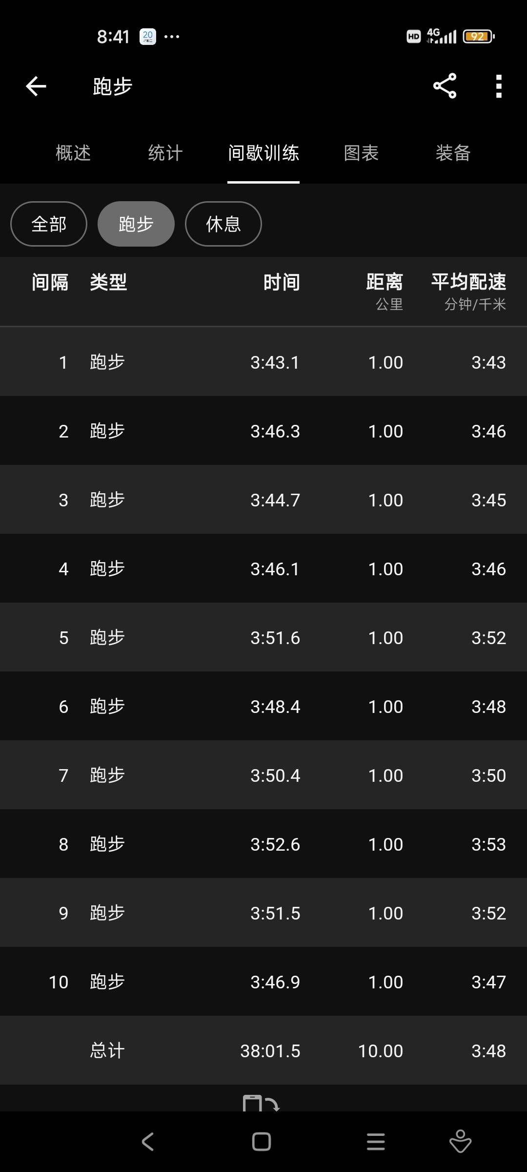 跑步-1kmx10间歇_0